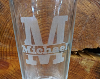 6 PACK Personalized pint glass, customized beer glass, engraved glass, personalized beer glass, monogram beer glass, monogram pint glass