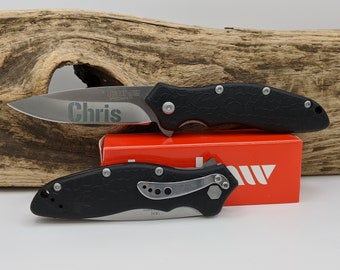 Personalized knife, engraved knife, etched knife, knife gift, pocket knife, groomsmen gift, guy gift, Kershaw 1830, OsO Sweet