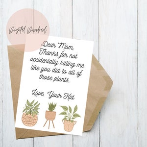 Cher | de carte de maman Carte de fête des mères imprimable | Drôle de carte pour maman | Drôle de carte de fête des mères imprimable | Carte De maman végétale