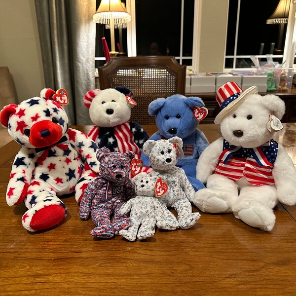 how to clean large white july 4th beanie baby