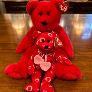 Valentine’s Day Beanie Babies Set - Kiss-Kiss and #1 Bear