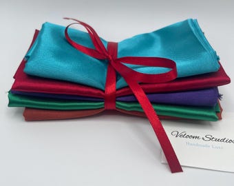 Jewel Tone Satin Fabric Bundle, 5 Piece Sewing Crafts, Bows DIY Projects