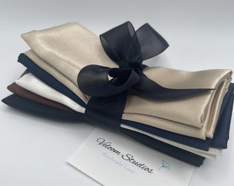 Luxury Satin Fabric Bundle – Navy, Brown, Champagne, Ivory, Black Cuts