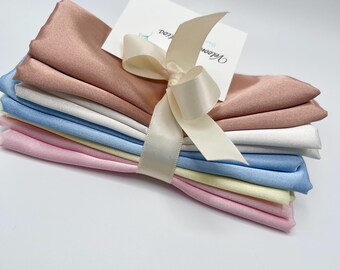 Pastel Satin Fabric Bundle – Sewing, Crafts, Hair Accessories (9x20 inches)