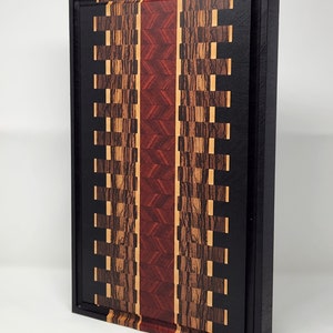 Artisanal Exotic Wood End Grain Cutting Board with Juice Grooves | Checkered Design Charcuterie Board & Butcher Block | Perfect Gifts for Mom, Dad, Wife, Husband, Chefs