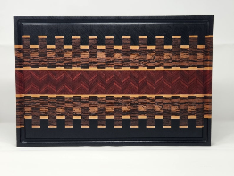 Artisanal Exotic Wood End Grain Cutting Board with Juice Grooves | Checkered Design Charcuterie Board & Butcher Block | Perfect Gifts for Mom, Dad, Wife, Husband, Chefs