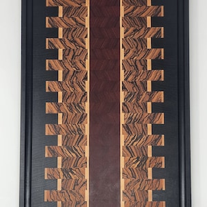 Artisanal Exotic Wood End Grain Cutting Board with Juice Grooves | Checkered Design Charcuterie Board & Butcher Block | Perfect Gifts for Mom, Dad, Wife, Husband, Chefs