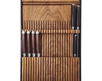 In-Drawer Knife Block – Elegant White Oak with Wenge Border