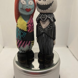 Hand Carved Jack and Sally  made from Basswood.