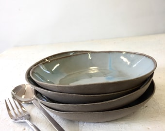 Deep plate , pasta plate blue and gray