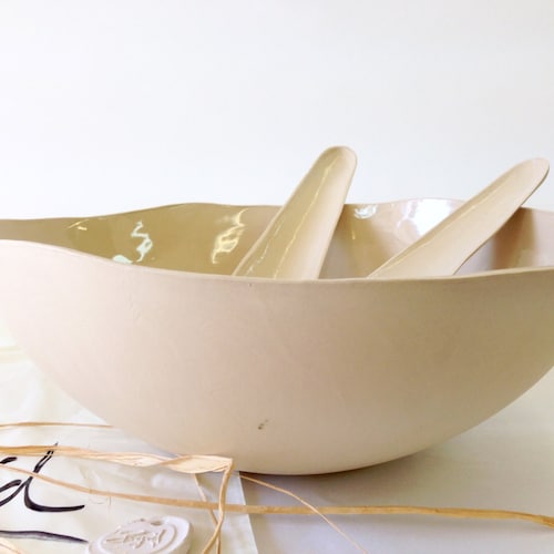 White Bowl Cream Bowl Large Salad Ceramic Bowl Open Bowl Etsy Israel
