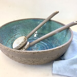 Modern ceramic bowl, Ceramic bowl, Turquoise bowl, Gray brown ceramic, Salad bowl, Large bowl, Fruit bowl, Serving bowl, Pottery bowl, Gray image 5