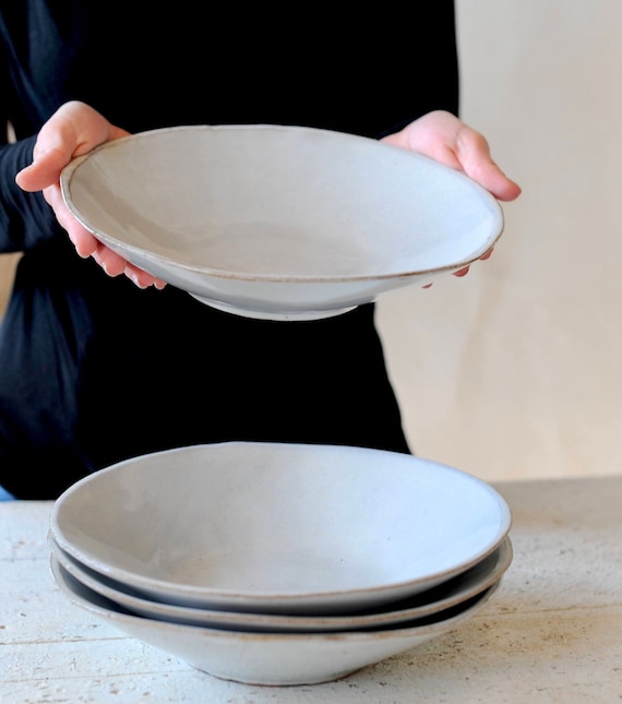 Plato hondo rustico de ceramica blanca Etsy Mexico