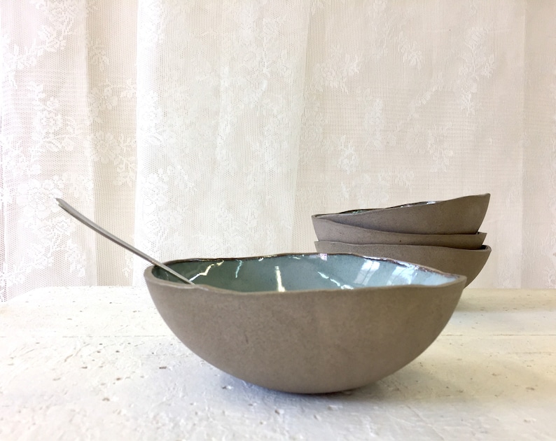 Ceramic bowl, Soup bowl, Mixing bowl, blue ceramic bowl, Serving bowl, Cereal bowl, Pottery bowl, serving dish, blue dish, ramen bowl image 4