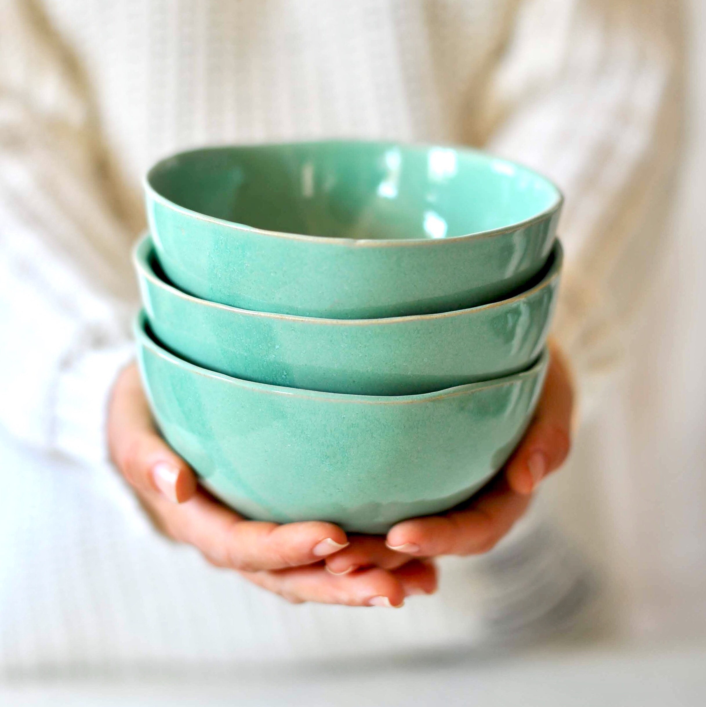 TWO SMALL BOWLS With Rim Stackable Cereal Bowls Soup Bowls 