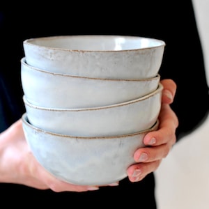 Rustic white ceramic soup bowl