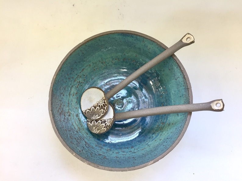 Modern ceramic bowl, Ceramic bowl, Turquoise bowl, Gray brown ceramic, Salad bowl, Large bowl, Fruit bowl, Serving bowl, Pottery bowl, Gray image 6