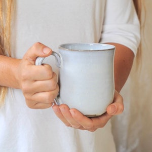 White rustic ceramic mug image 7