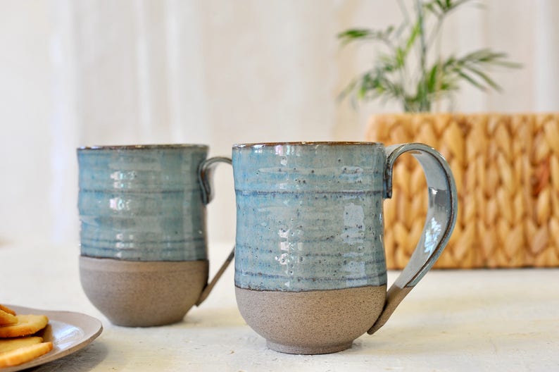 Large Ceramic Mug BLUE MUGS Big Ceramic Cups Pottery Mug Etsy Israel