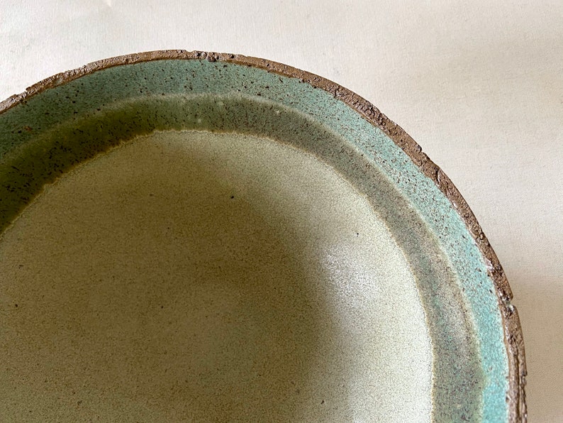 Green Ceramic Salad Bowl With Rough Clay Etsy UK