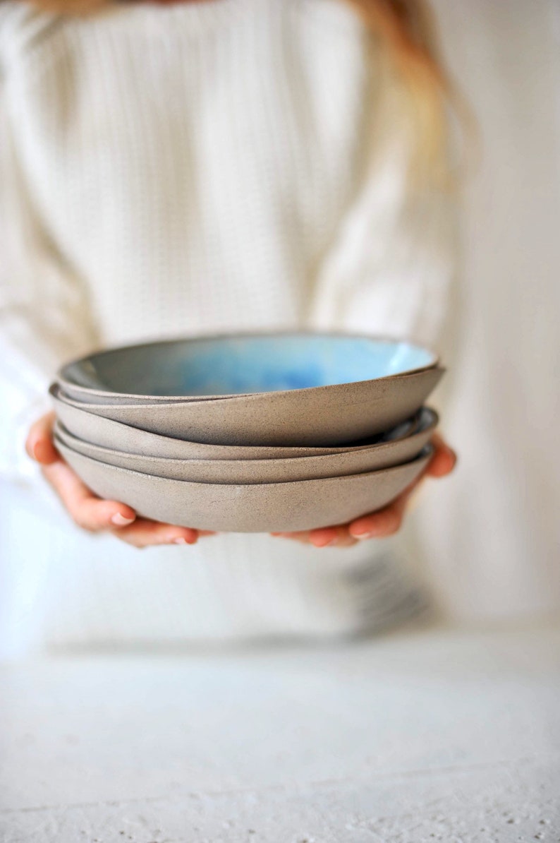 Blue & Grey Ceramic Plate Set of 2 image 1