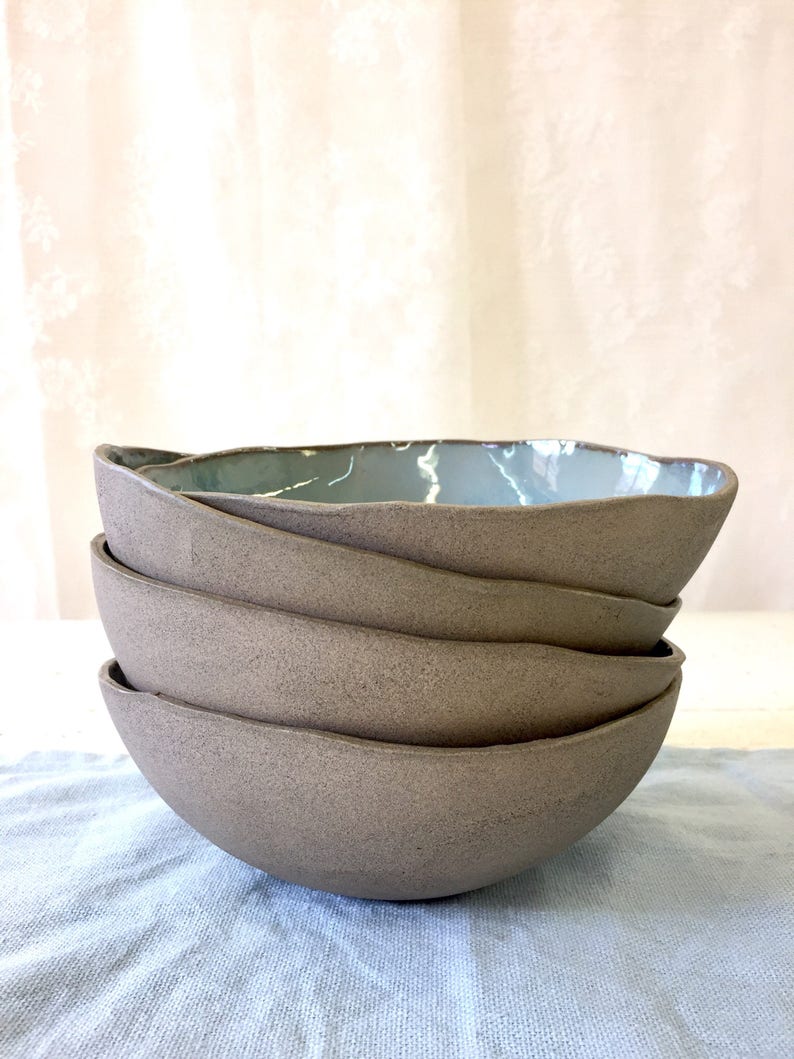 Ceramic bowl, Soup bowl, Mixing bowl, blue ceramic bowl, Serving bowl, Cereal bowl, Pottery bowl, serving dish, blue dish, ramen bowl image 1