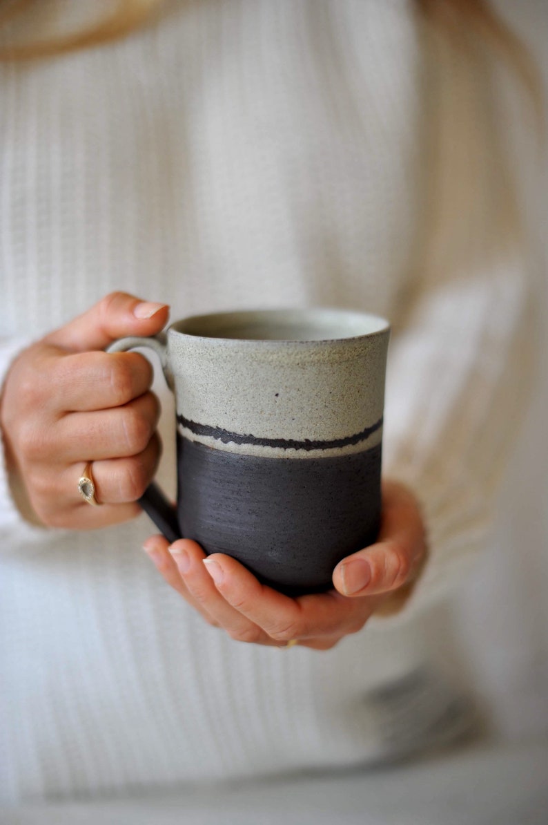 Taza de cerámica, taza única en su tipo, taza de cerámica hecha a mano, taza de café de cerámica, taza rústica, regalo para amantes del café, taza de té, juego de tazas imagen 6