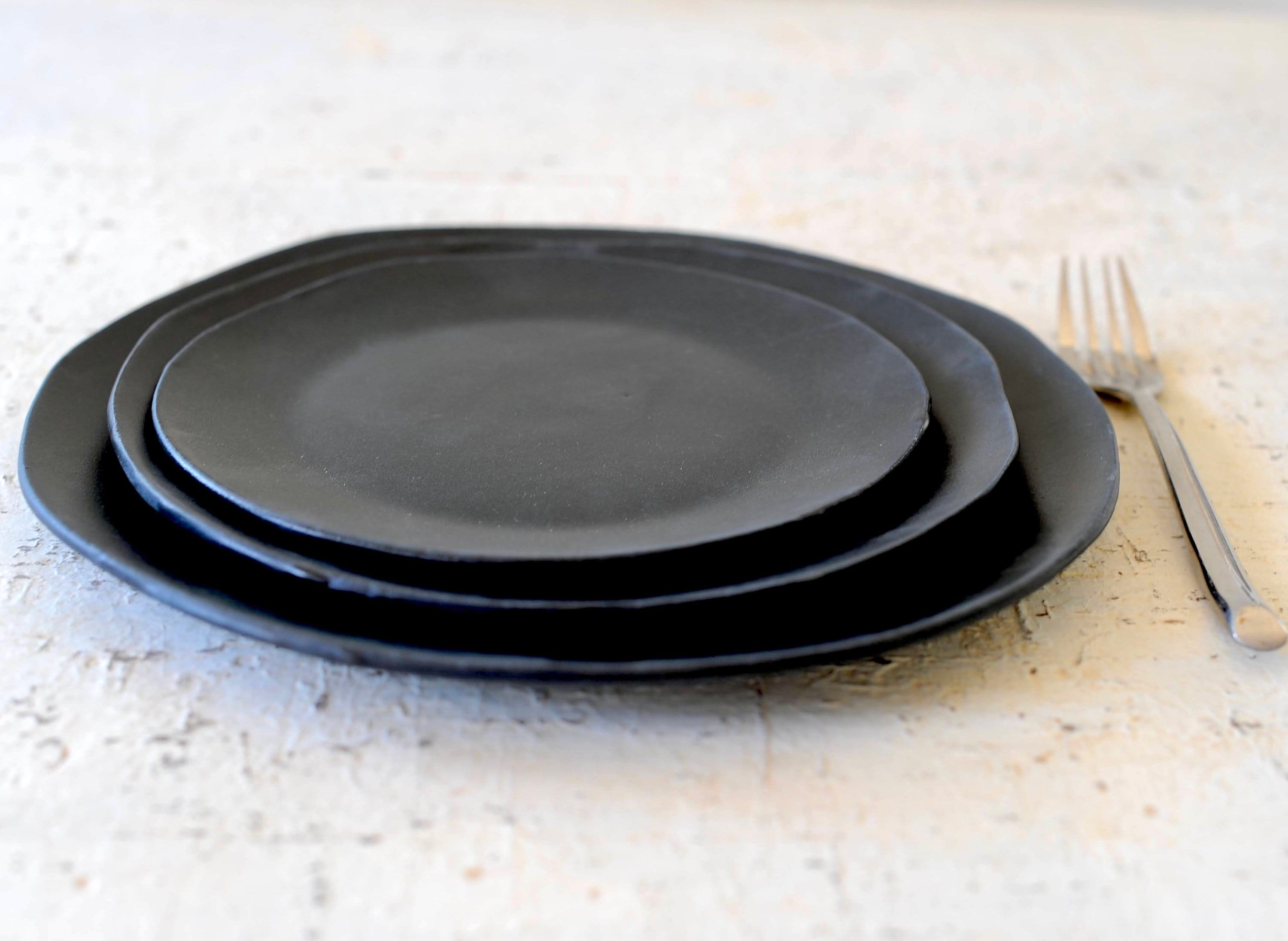 Black Matt 3 Pieces Service Plates Set for 2 Etsy