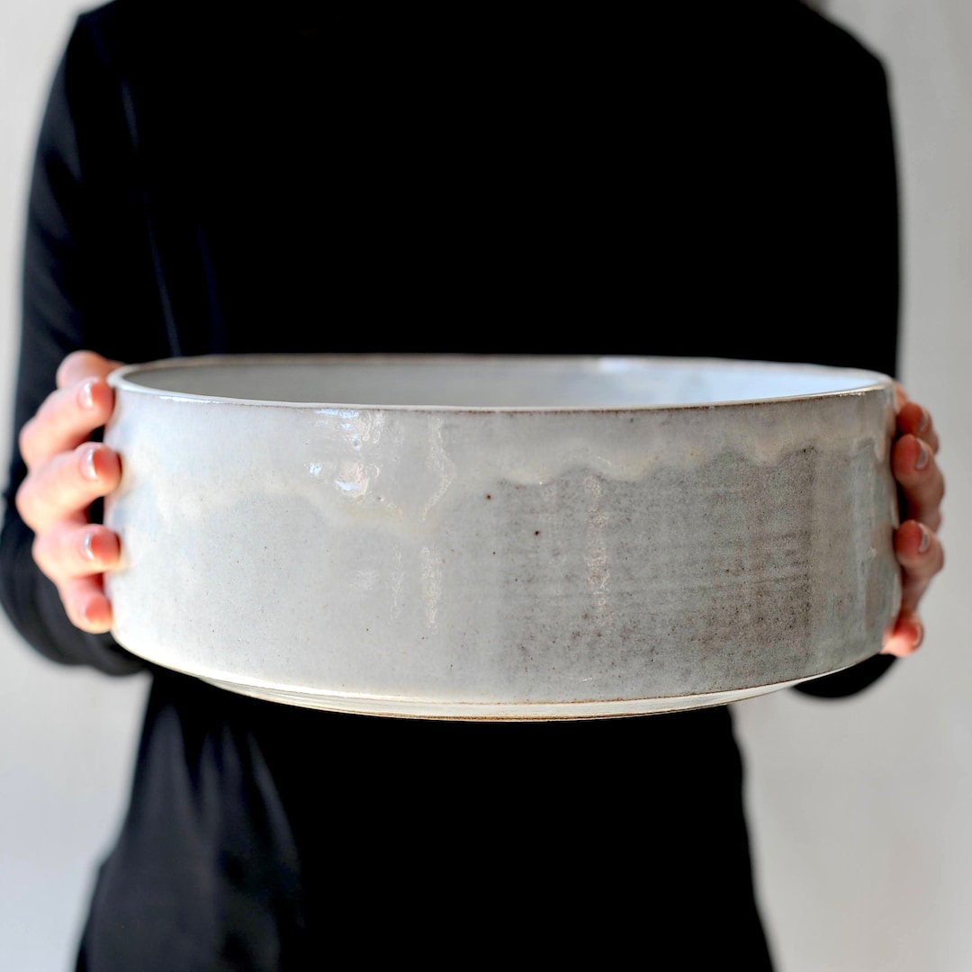 Rustic White Ceramic Serving Bowl, Ceramic Baking Bowl 26 X 7 Cm Etsy