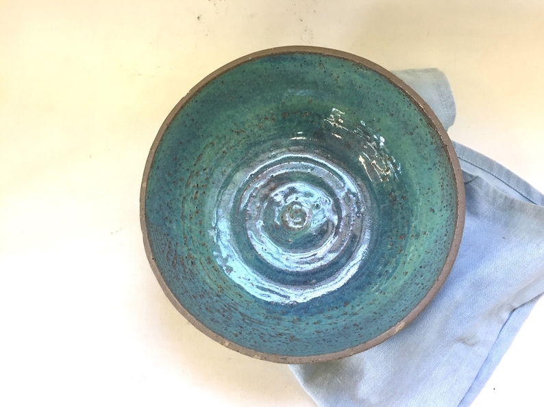 Modern ceramic bowl, Ceramic bowl, Turquoise bowl, Gray brown ceramic, Salad bowl, Large bowl, Fruit bowl, Serving bowl, Pottery bowl, Gray image 4