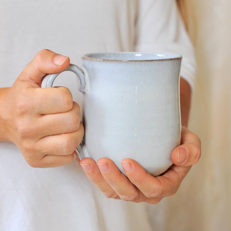White rustic ceramic mug image 3