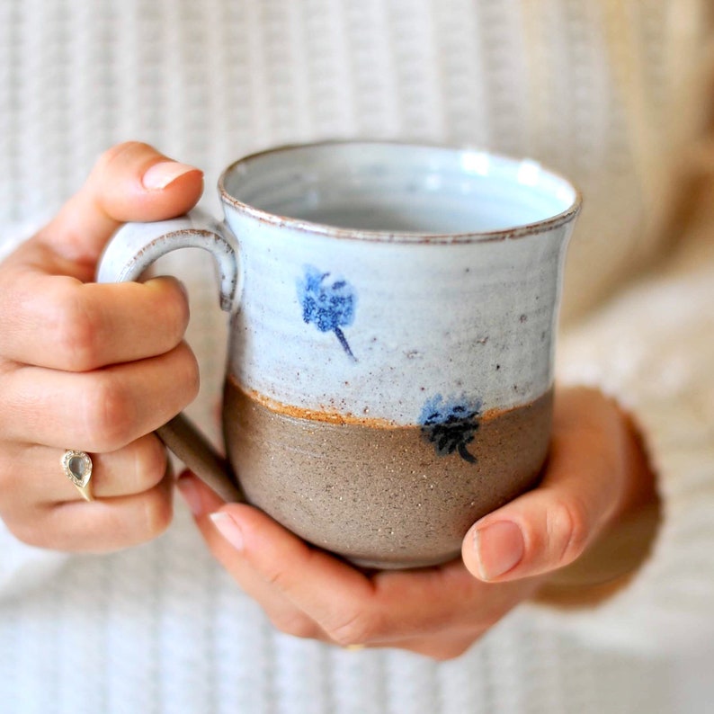 Ceramic mug with blue flowers image 5