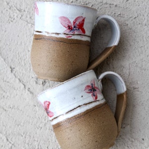 pottery mug with flowers