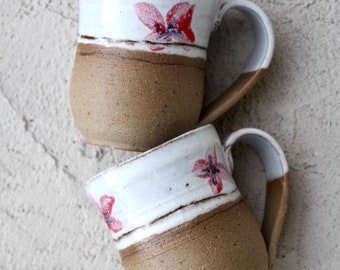 pottery mug with flowers