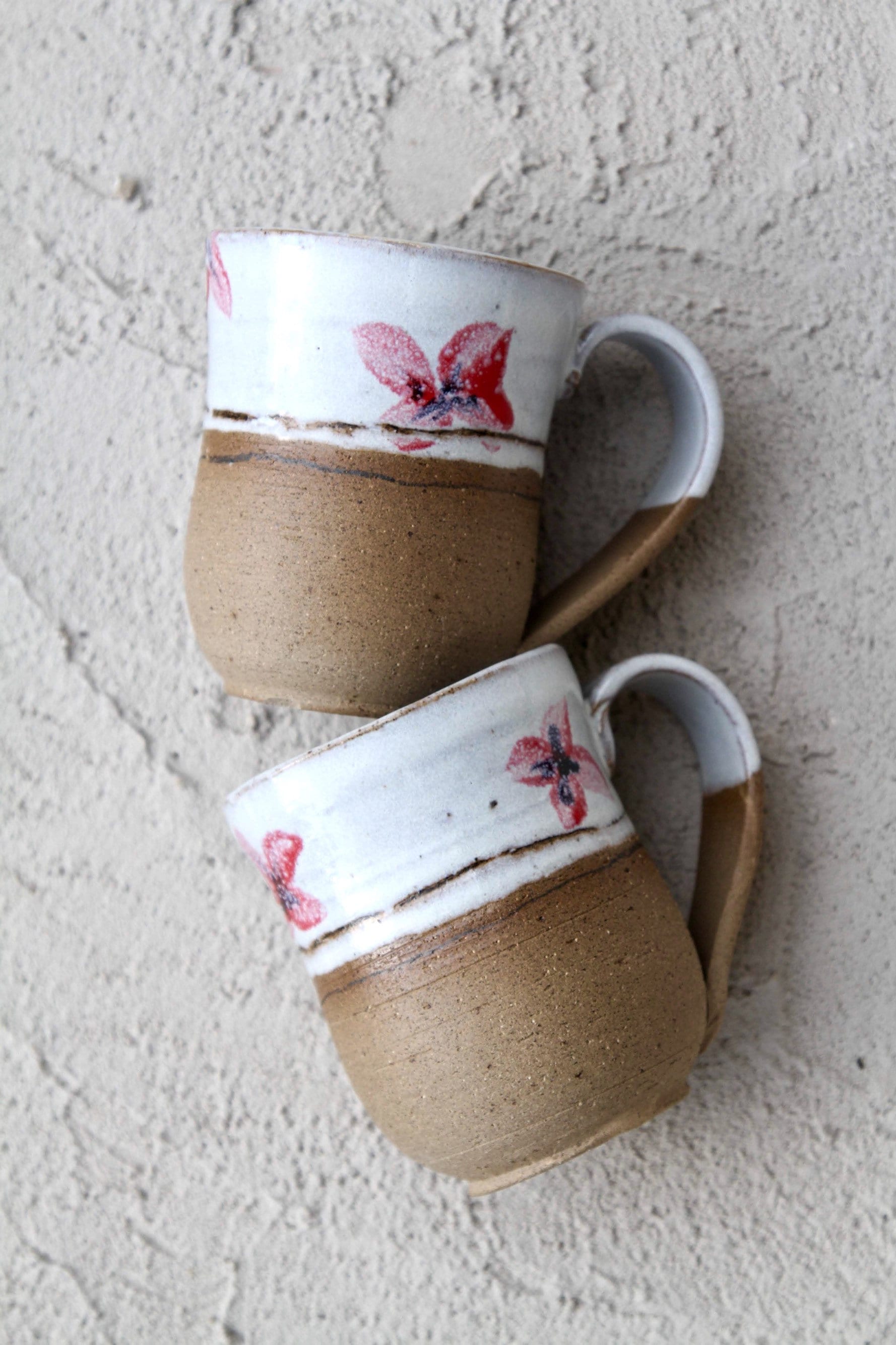 Tasse de Poterie avec L'ensemble Fleurs 2