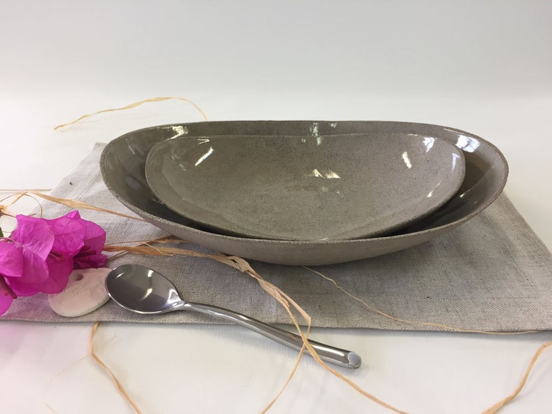 Serving Bowl Set Oval Bowl Oval Platter Set Ceramic Bowl Etsy