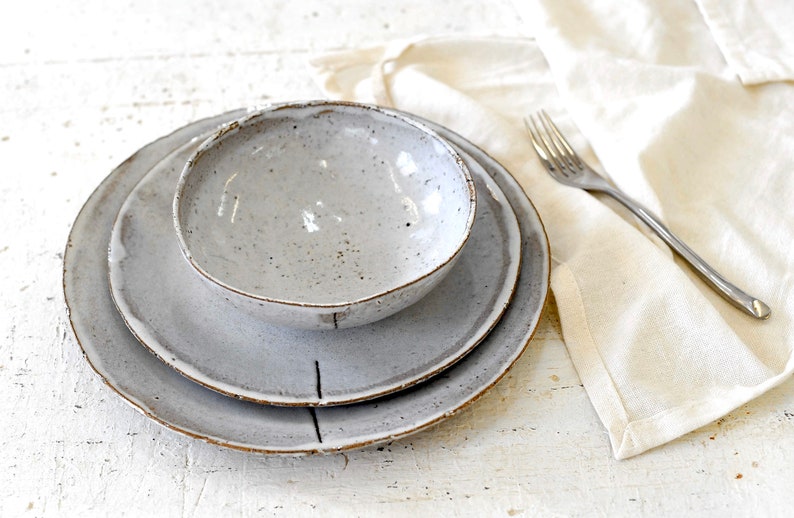 Three Piece rustic Ceramic plates set image 5