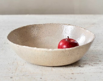 Rough clay ceramic white rustic bowl