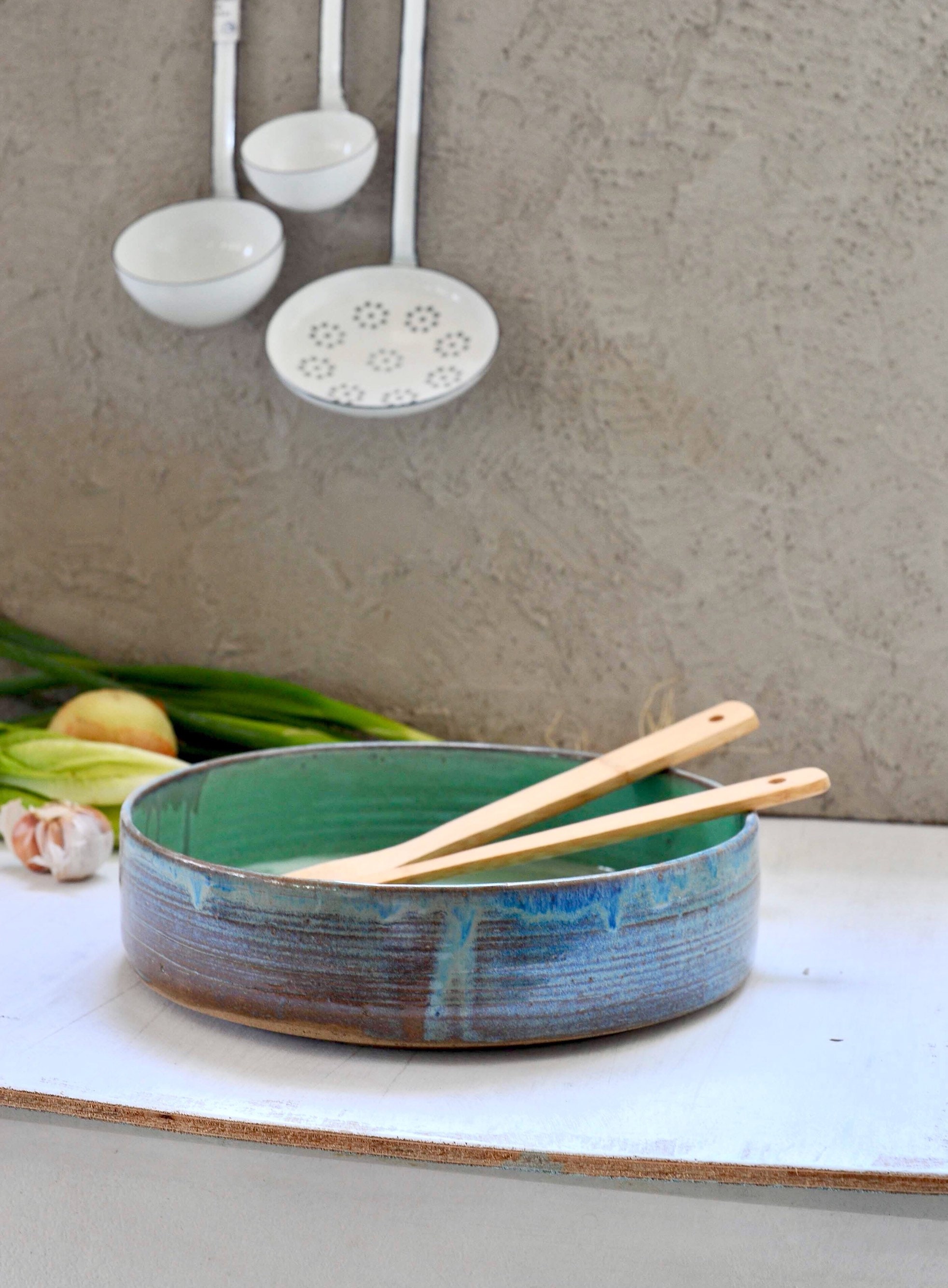 Ceramic Bowl Blue Salad Bowl Ceramic Pan Salad Bowl Fruit Etsy Canada