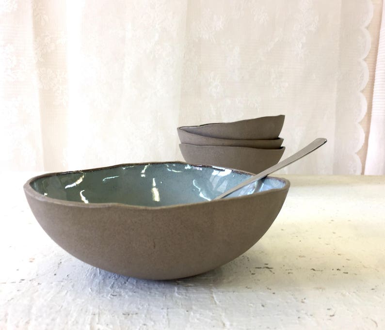 Ceramic bowl, Soup bowl, Mixing bowl, blue ceramic bowl, Serving bowl, Cereal bowl, Pottery bowl, serving dish, blue dish, ramen bowl image 10