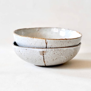 Rustic white ceramic soup bowl