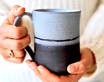 Blue and black ceramic mug