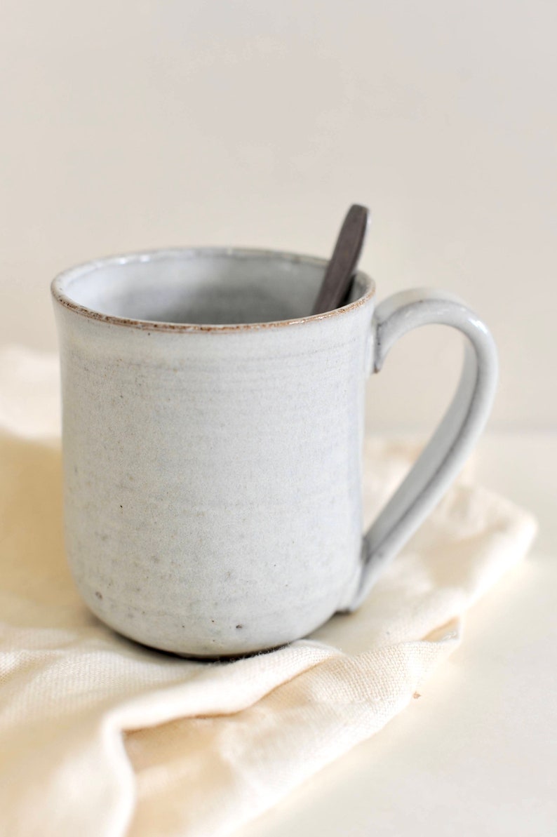 White rustic ceramic mug image 2