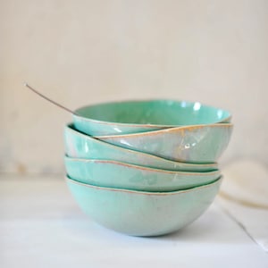Water green ceramic soup bowl