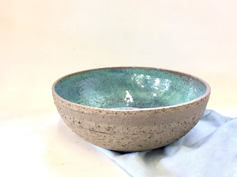 Modern ceramic bowl, Ceramic bowl, Turquoise bowl, Gray brown ceramic, Salad bowl, Large bowl, Fruit bowl, Serving bowl, Pottery bowl, Gray image 3