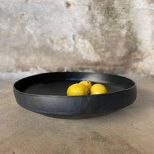 Large ceramic black bowl, centerpiece, fruit bowl
