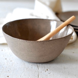 Gray ceramic soup bowl image 1