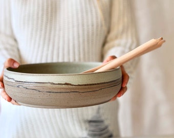 Rustic green pottery bowl