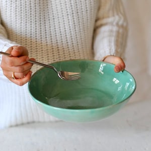 Ceramic serving bowl, ceramic plate, deep plate, salad bowl , serving plates, green bowl, pasta bowl, serving dish, gift for her