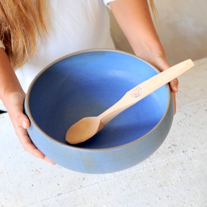 Ceramic bowl, blue bowl, pottery bowl , Salad bowl, Fruit bowl, Serving bowl, Christmas gift, Decorating bowl, Large bowl, pottery bowl